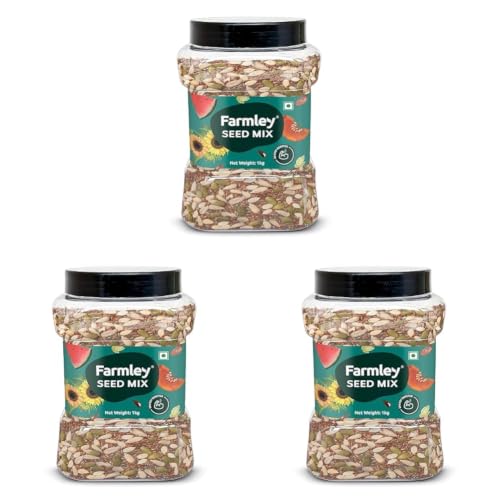 Image of Farmley Seeds Mix, Edible Seed I Healthy Diet Snacks | 100% Natural, dietary fiber,omega-3s I Chia, Pumpkin,Flax, Watermelon and Sunflower Seeds (1 kg) (Pack of 3)