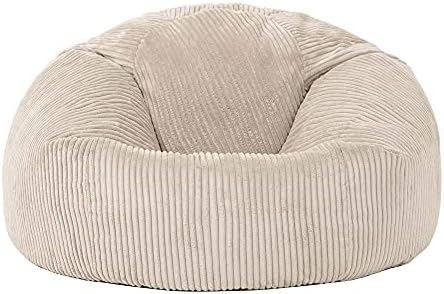 icon Kingston Cord Bean Bag Chair, Stone Beige, Large Lounge Chair Bean Bags for Adult with Filling Included, Jumbo Cord Adults Beanbag, Boho Room Decor Living Room Furniture, Corduroy Home Decor