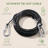 YIGOOWN Hausleine für Hunde Edelstahl PVC Tie Out Leine 2m Hundeleine Laufleine mit Drehbarer Haken 3mm Dick...