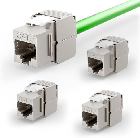 LEENUE Geschirmte Keystone RJ45 Cat7, 10Gbit/s 600MHz, 4 Stück | Vergoldet Keystone Modul für CAT7 CAT6A CAT6 Verlegekabel, für Patch Panel, Netzwerkdose, Wiederverwendbar