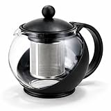 Tempered Glass 3-Cup Tea Pot w/Removable Steel Infuser, 25 Fluid Ounces by Pride Of India