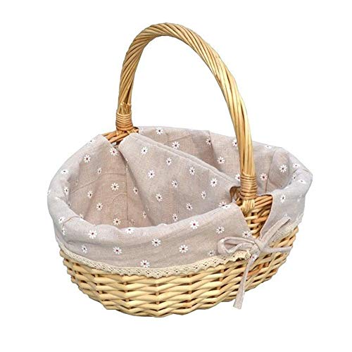 BEI&YANG Rattan Picnic Basket Portable Fruit Basket Camping Gift Box With Handle And Bamboo Rattan Woven Basket For Picnic Camping Fruit-Cut Off