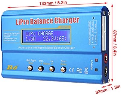 80W 6A RC Hobby Battery Balance Charger Discharger Compatible with LiPo Li-ion Li-Fe LiHV NiMH NiCd Batteries