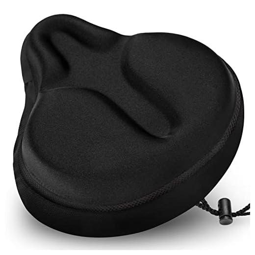 Xmifer Bike Seat Cushion - Soft Gel Padded Bike Seat Cover 11.8 x 10.63inch for Bicycle Seat and Exercise Bike, Compatible with Peloton, Cruiser, Stationary Bike Seats.