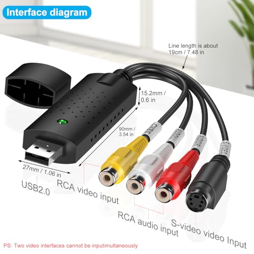 Image of Kizbok VHS to Digital Converter, 2.0 USB AV Capture Card, RCA to USB, for PC /Mac