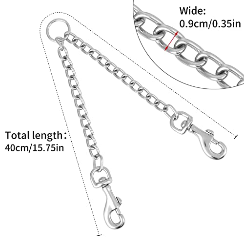 TIESOME Metal Double Dog Leash, Double Leash for Dogs Walking Training 360° Rotation Two Dog Splitter, Comfortable Chew Proof Dual Dog Leash Extension Splitter (2.5mm x 40cm)