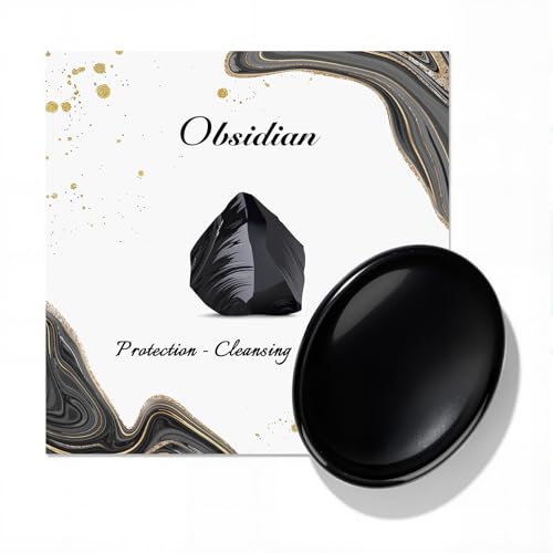 GolbalJew Obsidian Thumb Worry Stone for Anxiety Healing Crystals Sets,