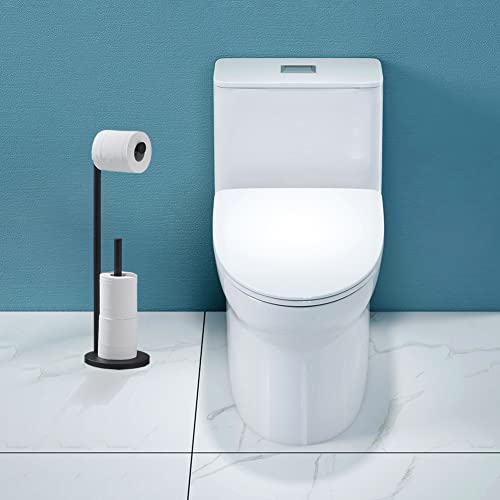 Matte Black Toilet Paper Holder, Free Standing Black Toilet Roll Holder, Sus304 Stainless Steel Bathroom Toilet Paper Holder With Storage, Modern Tissue Roll Holder For Bathroom Vanity Kitchen #TOP5