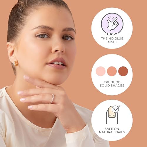 Kiss imPRESS Maniküre-Stick, ohne Kleber, Farbe Gelassenheit, mittelrosa, mittlere Größe, Mandelform, inklusive 30 Nägel