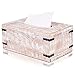Wood Tissue Box Cover for Desktop – Vintage Rectangle Tissue Holder w/Slide Out Bottom for Refills – Desktop Tissue Holder – Rustic White Wood Pieces for Home Office Decor – 6.4” X 10.2” X 4.5”