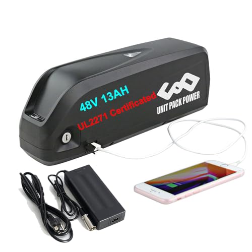DICHOU UnitPackPower (UL2271 certificated) 48V 13Ah 624Wh Electric Bike Battery