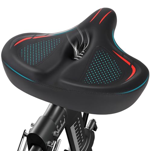 TONBUX Bike Seat, Bicycle Seat for Women Men Extra Comfort Wide, Oversized Breathable Comfortable Seats Saddle for Peloton Bikes, Fit for Exercise/Electric/Stationary/Mountain/Cruiser Bikes