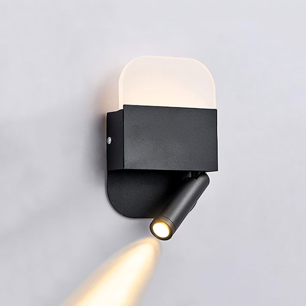 Lámpara de pared LED moderna con interruptor oculto y acabado premium negro mate