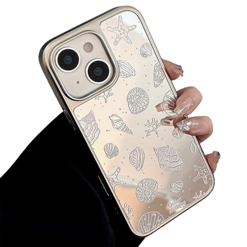 Coque antichoc iPhone 14 Plus finis les chocs et rayures avec ce dos miroir coquillage argenté