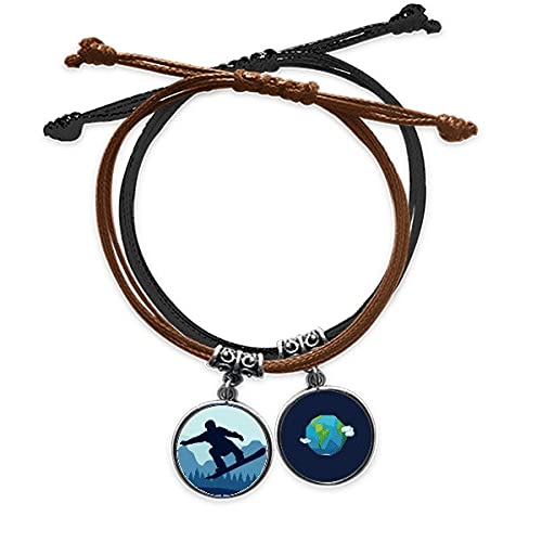 Pulsera de esquí traje y botas de invierno un regalo original de cuero y cuerda trenzada