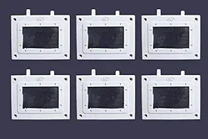 SAJ Stainless Steel Net 4 * 5.5 Inch Rectangular Ventilation Guard with Stainless Steel Net Air Hole Mosquito Guard/Air Hole Net White (Set of 6)