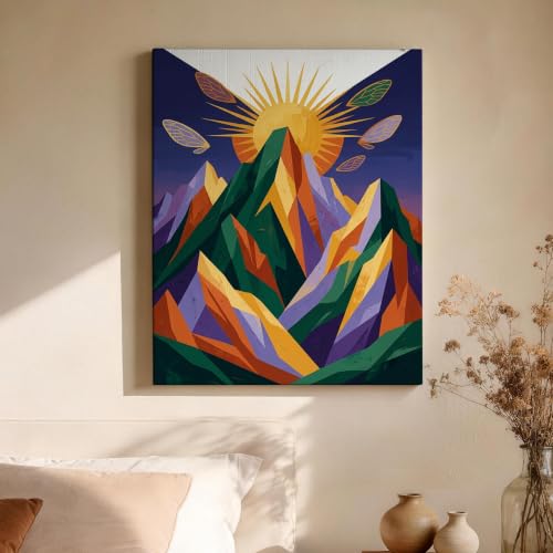 Lienzo abstracto de amanecer para decorar tu sala de estar moderna 4