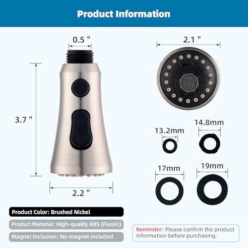 image for Hibbent Pull Down Kitchen Faucet Head Replacement, 3-Function NSF/ANSI