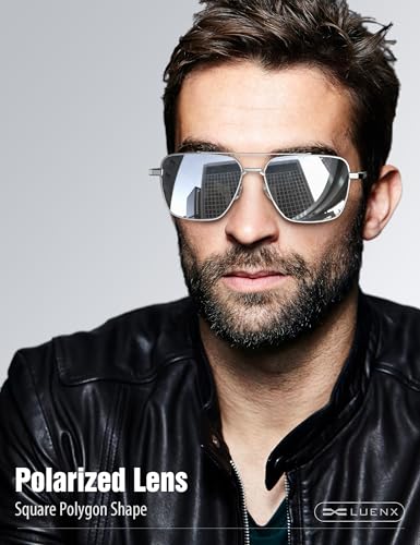 Image of LUENX Aviator Sunglasses for Women Men Polarized Lens Trendy Sun Glasses - UV 400 Protection 60MM with Accessories Driving