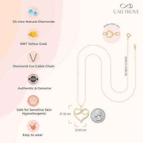 Cali Trove 1/4Ct & 1/20Ct Natural Diamond Single Heart Infinity Pendant For Women In 10Kt Gold | Silver Necklaces For Women | Gold Jewelry Necklace | Elegant Gifts For Her in White, Yellow & Pink - Image 5