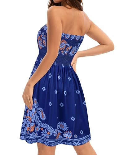 Image of elescat Summer Dresses for Women 2026 Strapless Casual Beach Cover Ups Tube Top Sundress