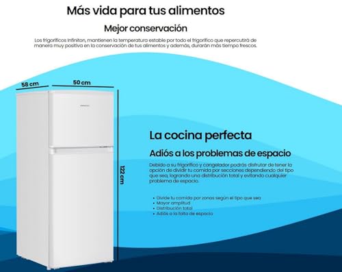 Frigorífico cíclico Infiniton de 151 litros con luz LED y bandejas ajustables 6