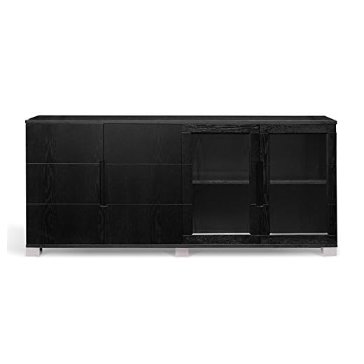Hayes Modern Cabinet - Black Oak with Glass Doors