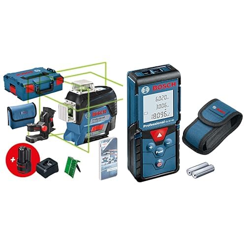 Bosch Professional 12V System nivel láser GLL 3-80 CG & Bosch Professional Medidor láser de distancia GLM 40