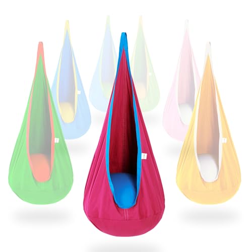 OUTREE Kids Pod Swing Seat, Cotton Child Hammock Swing Chair, Sensory Swing for Indoor and Outdoor Use, Pink and Blue by OUTREE - Used condition - US$35.34