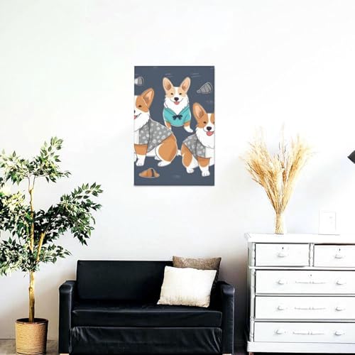 Impression toile corgi en vêtements 45x30cm déco murale moderne - 3