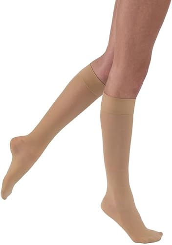 Miniatura 3 de JOBST UltraSheer hasta la rodilla con banda de tecnología SoftFit, medias de compresión de 20-30 mmHg, puntera cerrada, pantorrilla completa XL,