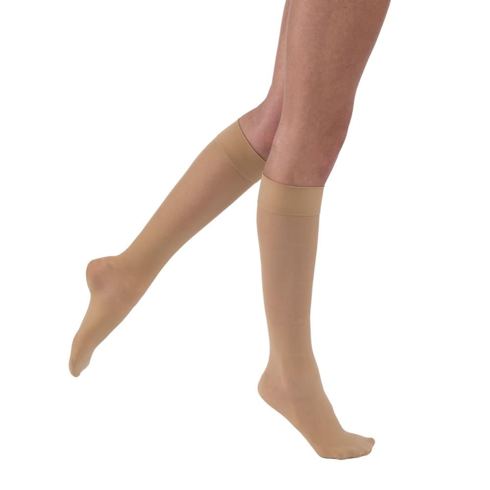 JOBST UltraSheer Knee High with SoftFit Technology Band, 20-30 mmHg Compression Stockings, Closed Toe, X-Large Full Calf, Natural