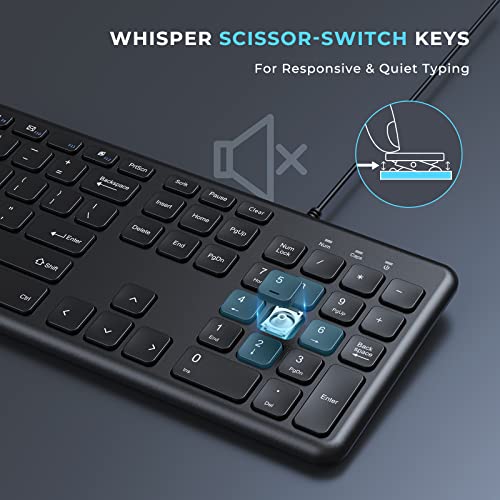 Wired Keyboard And Mouse Combo, Usb Wired Corded Keyboard Mouse Set, Ultra Thin Full Size Keyboard And Mouse With Number Pad For Windows 7/8/10 Computer Laptop Pc Desktop Notebook-Black #TOP1