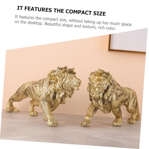 Statue de lionceau résine incassable dorée pour étagère - 4