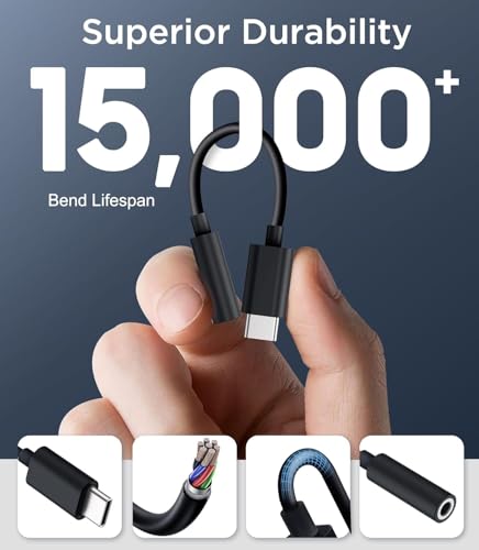 Clem Tech 2 x adapter USB C Jack czarny, gniazdo USB C na gniazdo słuchawkowe 3,5 mm, konwerter kabla USB C na słuchawki kompatybilny z Samsung Galaxy, MacBook Pro, Huawei, Honor.