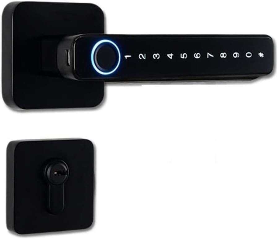 Smart Door Handle Fingerprint Password Remotely Unlock Digital Lock Tuya App Keyless Entry for Doors Smart Electronic Lock (Color : 3300gun)