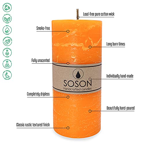 Simply Soson 3X3 Inch Orange Candles Pillar thumb #2