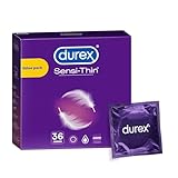 DUREX Sensi-Thin Extra Lubricated Condoms, Ultra-Thin Premium Quality Latex Condoms for Enhanced Sensitivity and Comfort, Large Fit with 56mm Nominal Width, 36 Count