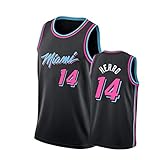 Material - 100% Polyester. NBNB Tyler Herro Männer Basketball Jersey - Held-Bruder 14# - Miami Heat Jersey, Unisex Ärmel Gestickte Mesh-Swingman Jersey, Breathable Schweiß Black-M