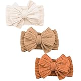 3 Stück Baby Turban Stirnband Baby Mädchen Nylon Stirnbänder Schleife Stirnband Weiche Schleife Kopfbedeckung Elastische Haarbänder für Neugeborene, Kleinkinder (braun, eine Größe)