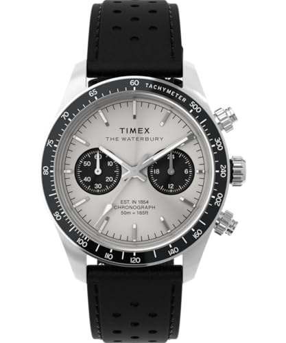 Timex Herren Chronograph Quarz Armbanduhr mit einem Lederband Waterbury Heritage