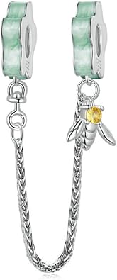 Heart Charm Clip Lock Spacer Stopper Charm Bead Bracelet 925 Sterling Silver Charms Safety Chain for Pandora Bracelets