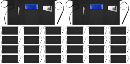 Image of Syntus 24 Pack Server Apron with 3 Pockets for Men Women, Black Waist Apron
