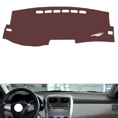 Leather Dash Board Cover mat Compatible with Toyota Corolla 2007-2013 ，Anti-Glare and dust Protector(Brown)