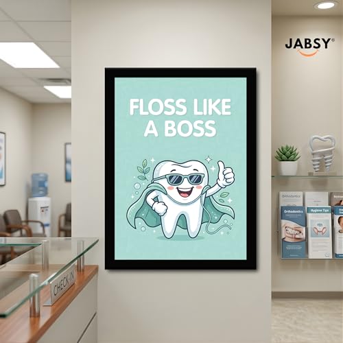 Image of JABSY Dentist Dental Gift Quote Frame Doctor Hospital Health Medical Wall Decor Poster Framed Gift (12X9 Inch Frame)