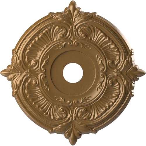 Ekena Millwork CMP22ATCGH Attica Thermoformed PVC Ceiling Medallion (Fits Canopies up to 7 3/4"), 22"OD x 3 1/2"ID x 1"P, Metallic Gold Rush