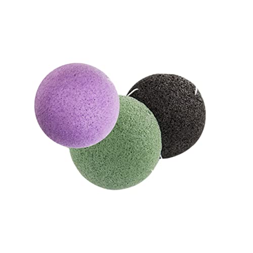 Happyyami 3Piezas Esponjas para Limpieza Facial de Negro Esponjas Naturales para Exfoliación Suave para Sensibles y Propensas