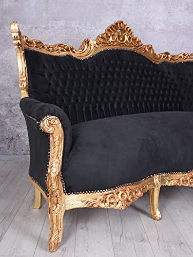 Prunksofa barockes Salon Sofa Schwarz Gold Antik Stil Sitzbank 200 cm cat599a02 Palazzo Exklusiv – Bild 5