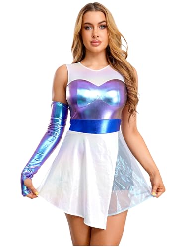 Carnaval et festival : brillez en mini robe métallique d'extraterrestre pour femme