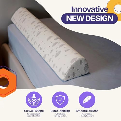 Image of ComfyBumpy 2-Pack Bed Bumper for Toddlers 52 inch x 5 inch - Foam Rail Guard with Non-Slip Stability | Safer & More Secure Convex Design | Fits Twin, Full, Queen & King Mattresses